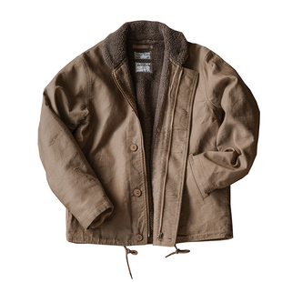 美式复古羊羔绒N1甲板服 阿美咔叽工装棉服 保暖翻毛领加绒夹克冬