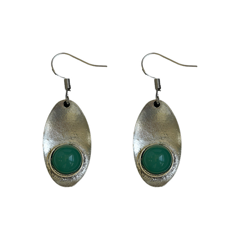 Vintage古着Ancient silver emerald earrings复古耳环