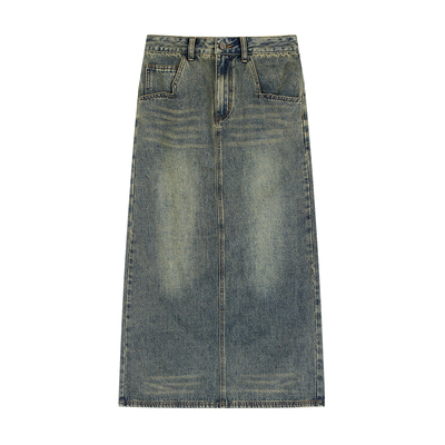 knowwake美式复古牛仔半身裙