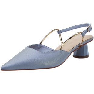 法式绸缎气质包头凉鞋女鞋2025年夏季新款配裙子中高跟鞋尖头单鞋