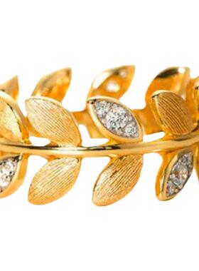 仿真黄金戒指女款镀金橄榄叶指环