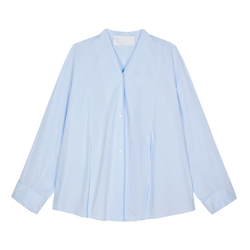 【LESSxSamuel】春秋设计感衬衣女解构全棉长袖白衬衫2O7213150