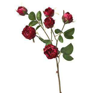 中欧式玫瑰红家居摄影仿真插花道具结婚庆花墙样版房装饰摆件