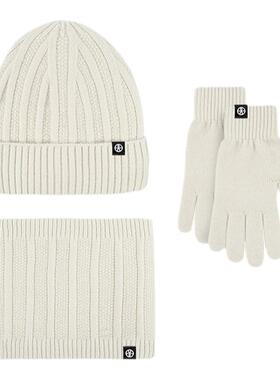 冬季毛线帽套装户外保暖加厚加绒帽子围巾手套三件套学生德绒时尚