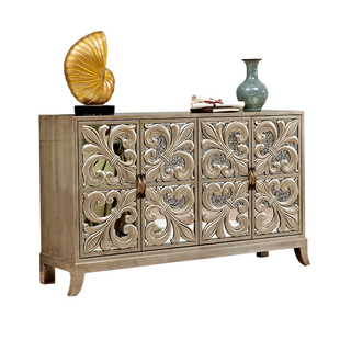 新古典复古储物柜欧式客厅美式雕花鞋柜实木隔断玄关柜入户正对门