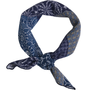 美式复古文艺阿美咔叽腰果花方巾扣男潮牌街头蓝染嘻哈头巾女