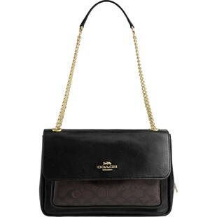 【新品】COACH/蔻驰奥莱女士牛皮革ELODIE翻盖单肩包斜挎包通勤