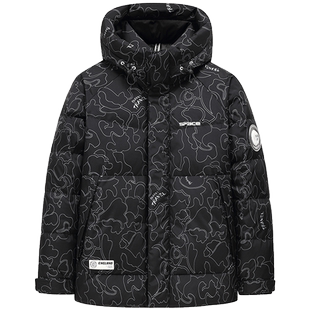 鸭鸭冬季羽绒服男时尚情侣款面包服短款加厚男女同款迷彩外套男