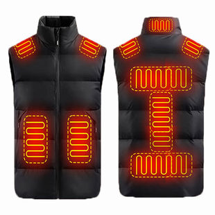 电热立领羽绒马甲大码男款usb充电智能温控加热背心女发热