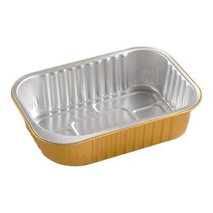 金色锡纸盒长方形烧烤露营野餐餐具专用烤箱家用锡箔带盖铝箔餐盒