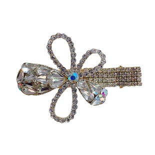 水钻侧边发夹鸭嘴夹精致高级感刘海夹一字夹韩版花朵头饰耳后发夹