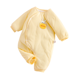 婴儿夹棉连体衣冬加厚59码宝宝纯棉a类棉服冬装小月龄外出服冬季