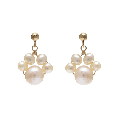原创小猫爪淡水珍珠14K包金耳环