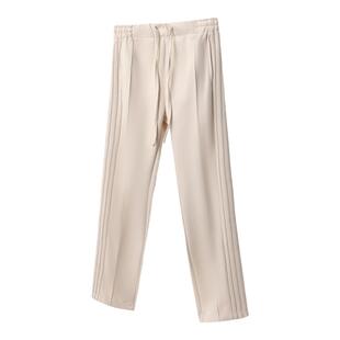 COLDSTONE基础百搭侧边条纹线条高品质麂皮绒休闲长裤纯色直筒裤