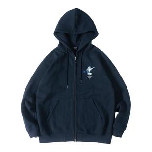 DAKYAM (达人) 和平鸽花卉连帽开衫抓绒重磅印花长袖卫衣男女外套