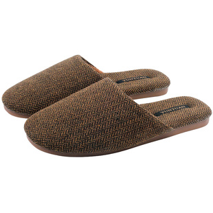 秋冬美拉德复古老钱风轻奢肌理麦穗纹加绒保暖棉拖鞋女室内防滑男