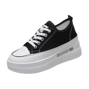 帆布鞋女士新款2026春季百搭板鞋厚底透气内增高防滑休闲软底单鞋