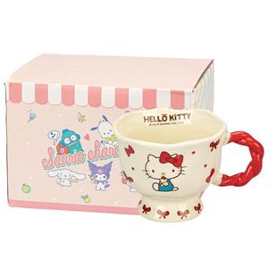 摩登主妇hellokitty杯子高脚马克杯带勺家用水杯早餐杯陶瓷咖啡杯