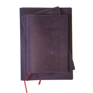 仓末头层疯马牛皮记事本定页手账本适配hobo本芯A5A6B6书衣日记本