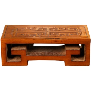 清代竹簧回纹墨床老物件收藏品文玩古董真品文房雅器书房摆件墨床