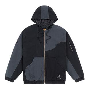 Dime MTL Pannel Denim Hooded Bomber美式撞色连帽男女夹克外套