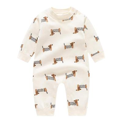 婴儿衣服春秋纯棉无骨肩开连体衣