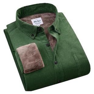 灯芯绒加绒衬衫男长袖纯棉冬季加厚保暖上衣男士秋冬带绒衬衣外套