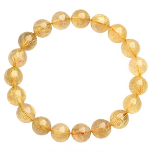 天然金发晶手链女 巴西金钛晶男黄发晶发晶黄水晶原石手串收藏级