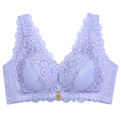 内衣无钢圈女蕾丝性感收副乳调整型奶罩大胸显小薄款美背聚拢文胸