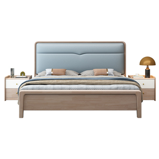 政府补贴全实木床1.8米大床单双人床1.5m北欧主卧室软包榫卯婚床