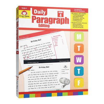 英文原版 Daily Paragraph Editing Grade 4 TE 每日练习系列 段落编辑 四年级 完整版 英文版 进口英语原版书籍