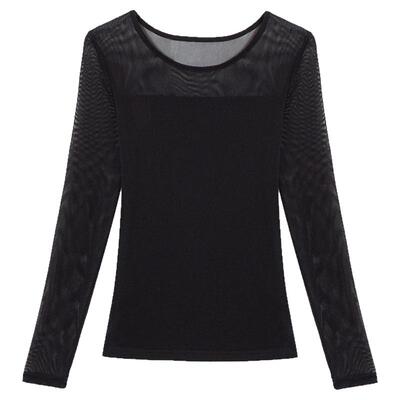 记忆网纱薄款长袖透视纱衣