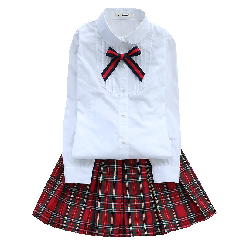 白色校园春秋款小学生儿童衬衣