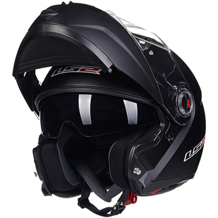 LS2摩托车头盔男女双镜片揭面盔机车全盔防雾电动车四季通用FF370