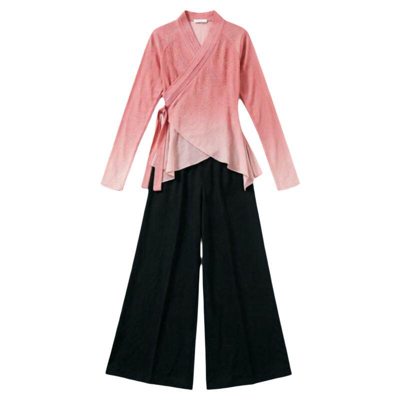 粉色凤褶套指古典舞练功服演出服