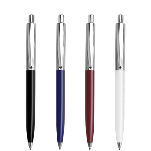 三口YZ6老式油性圆珠笔大容量1.0mm黑色蓝色油笔学生专用按压式 简约办公原子笔金属上杆定制刻字LOGO