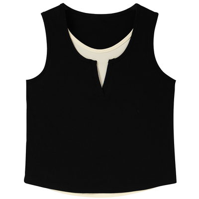 休闲撞色显瘦百搭弹力假两件背心