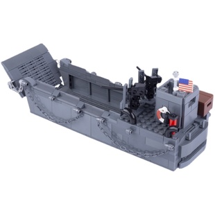 兼容美军人仔军事武器LCM3希金斯登陆舰小颗粒拼插积木