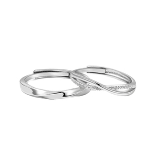 猫蛰S925情侣戒指纯银一对轻奢高级感情人节礼物送女友开口对戒