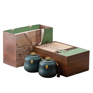 高档明前绿茶包装盒半斤陶瓷茶叶罐专版碧螺春礼盒空盒高级感定制