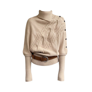 Classy girl 高领毛衣女秋冬慵懒长袖上衣设计感超好看韩系针织衫