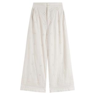 弥古波西米亚民族风阔腿裤女裤子薄款夏季度假长裤刺绣纯棉休闲裤