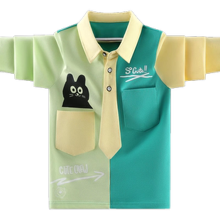 男童t恤长袖春秋季2025新款儿童秋装薄款体恤带领polo衫卫衣男孩