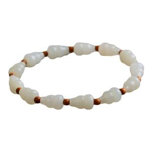 和田玉手链女款白玉葫芦手串绳编天然玉石精选念珠绕指闺蜜伴手礼