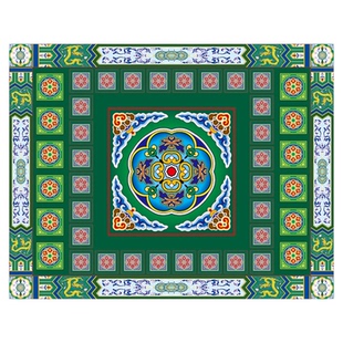 佛堂吊顶墙纸房梁复古故宫花纹酒店金色莲花彩绘壁画寺庙仙堂壁纸