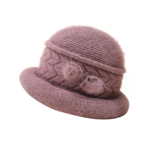 冬季老人帽子女毛线帽老太太妈妈冬帽保暖中老年人奶奶针织帽围巾