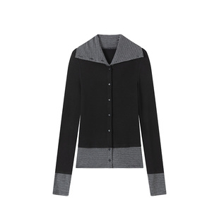 LYUOCHENG 条纹拼接弹力针织打底上衣