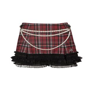 杨超越同款 JYOSEI角色原创美式格纹半身裙女夏蕾丝珍珠低腰短裙