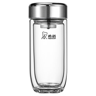 希诺玻璃杯双层2026新款男士商务礼盒办公泡茶杯鹅蛋便携车载水杯