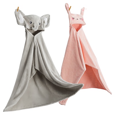 婴儿浴巾儿童斗篷浴袍新生儿宝宝专用小象带帽超软大象男孩女孩